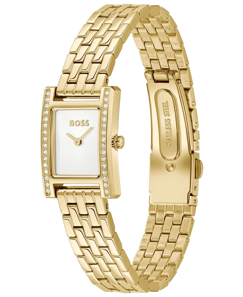 Hugo Boss Women's Lucy Precious Quartz Basic Mini Ionic Plated Thin Gold Steel Watch, 18.50mm