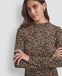Dkny Jeans Petite Side Ruched Long Sleeves Top