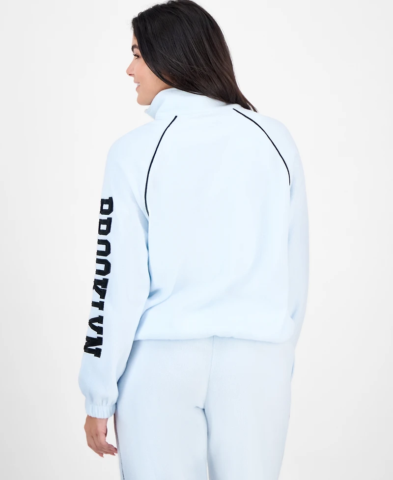Rebellious One Juniors' Brooklyn Half-Zip Polar Fleece Top
