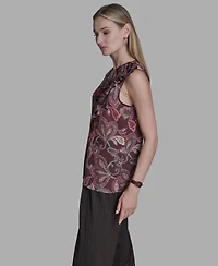 Bcbg Women's Printed Ruffle Button-Down Top