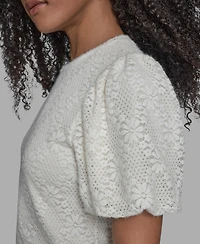 Bcbg Women's Short Sleeve Lace Blouse