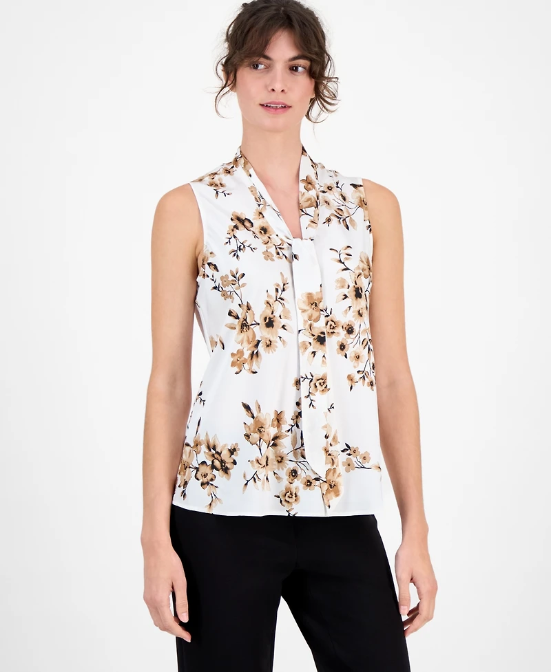 Kasper Women's Sleeveless Tie-Neck Top