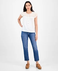 Lucky Brand Women's Cotton Ladder-Trim Blouse