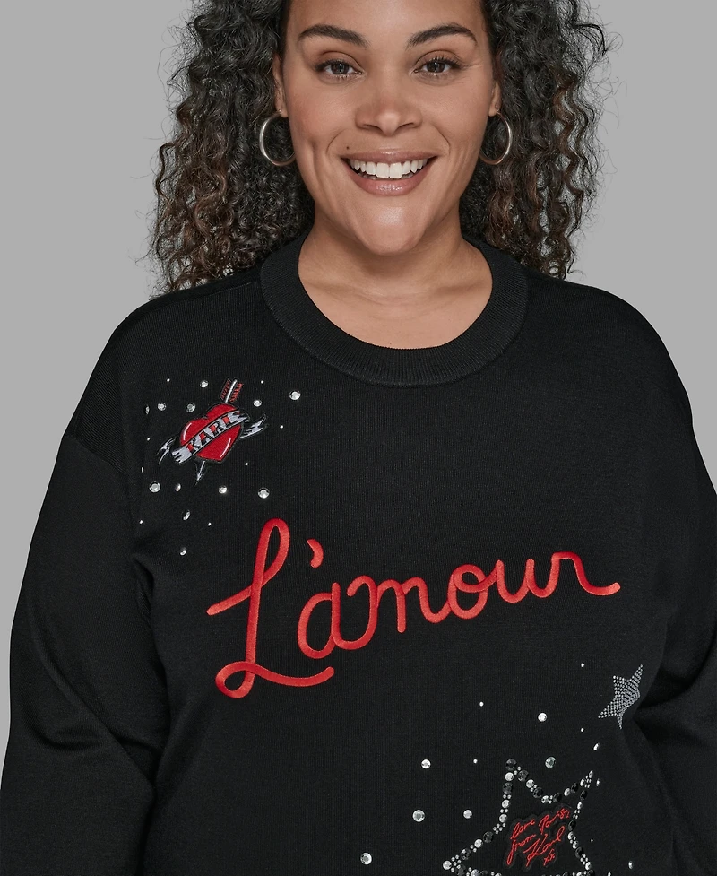 Karl Lagerfeld Paris Plus Embellished Amour Sweater