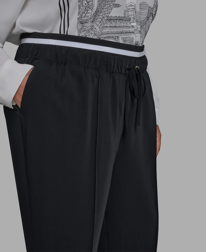 Karl Lagerfeld Paris Plus Double Waistband Long Casual Pants