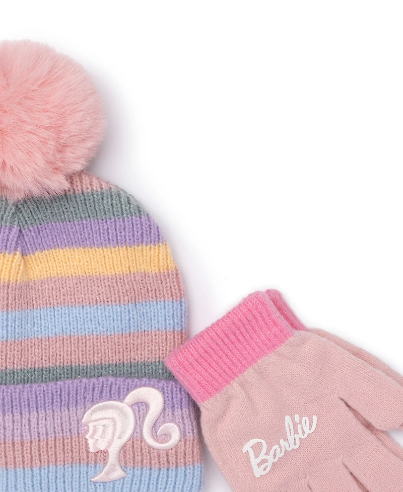 Barbie Big Girls 2-Piece Barbie Beanie and Gloves Set