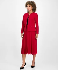 Kasper Petite Stretch-Crepe Collarless Open-Front Jacket