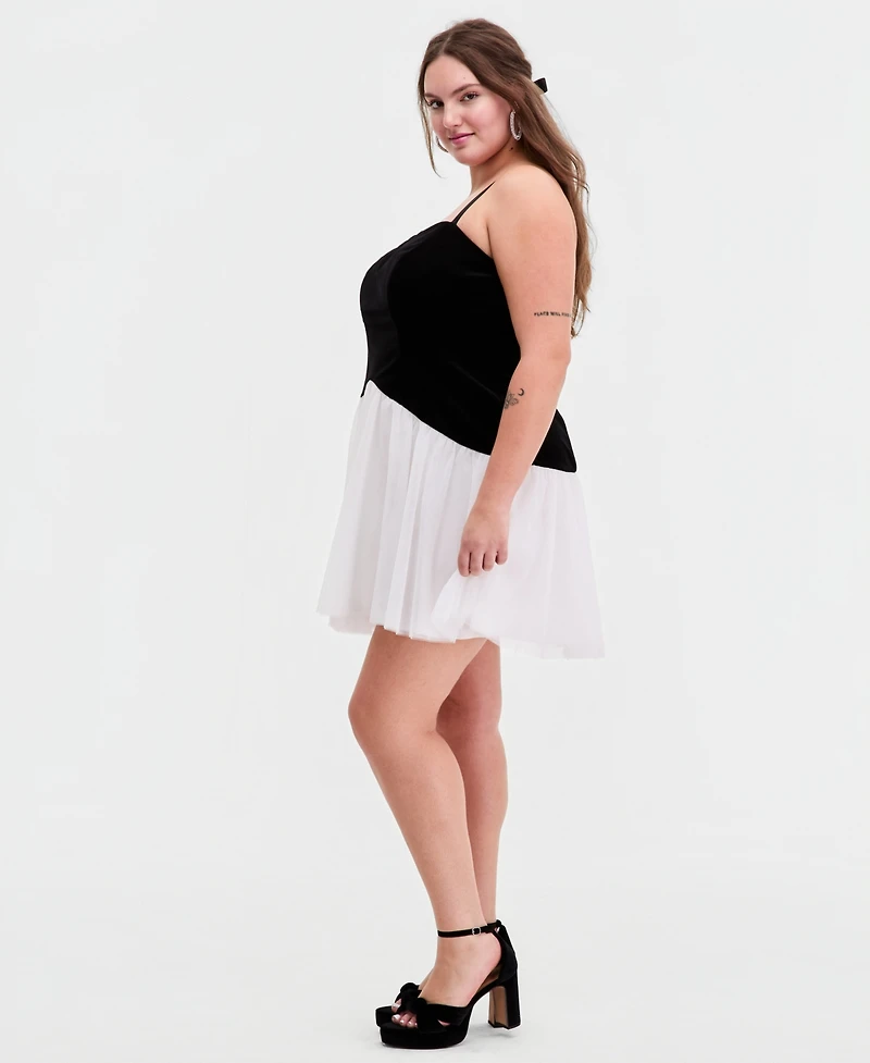 Seni & Cade Trendy Plus Sleeveless Velvet Drop Waist Dress