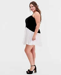 Seni & Cade Trendy Plus Sleeveless Velvet Drop Waist Dress