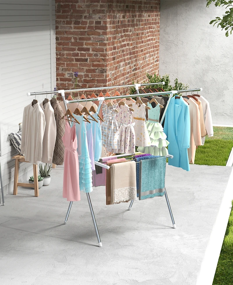 2-Tier Clothes Drying Rack with Adjustable Gullwing Arms