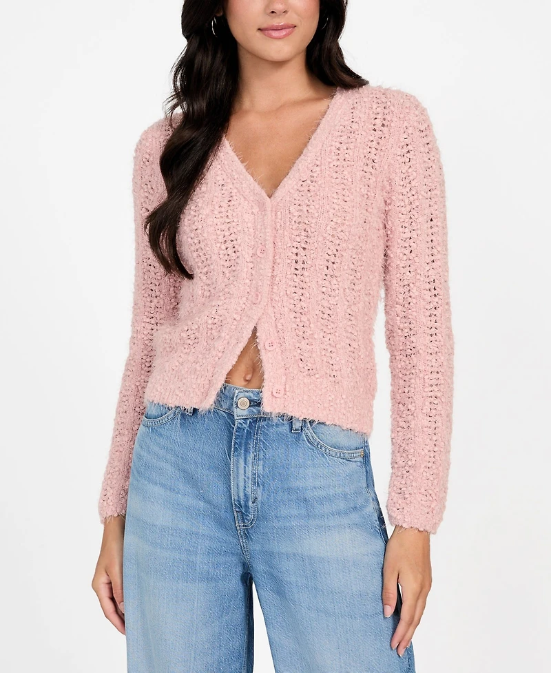 Guess Women's Bea Open Stitch Long Sleeve Cardigan Sweater