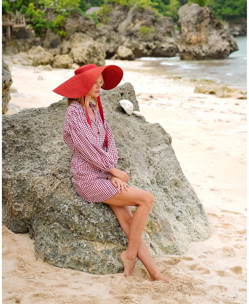 Brunna.co Lola Wide Brim Jute Straw Hat In Red