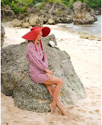Brunna.co Lola Wide Brim Jute Straw Hat In Red