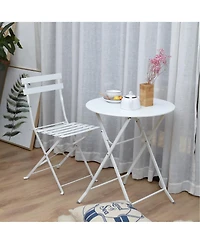 3-Piece Bistro Set, Folding Outdoor Patio Furniture Set with 2 Powder-Coated Steel Chairs & 1 Table