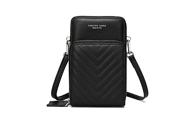 Small Crossbody Cell Phone Bag for Women, Mini Over Shoulder Handbag Purse with Credit Card Slots Black
