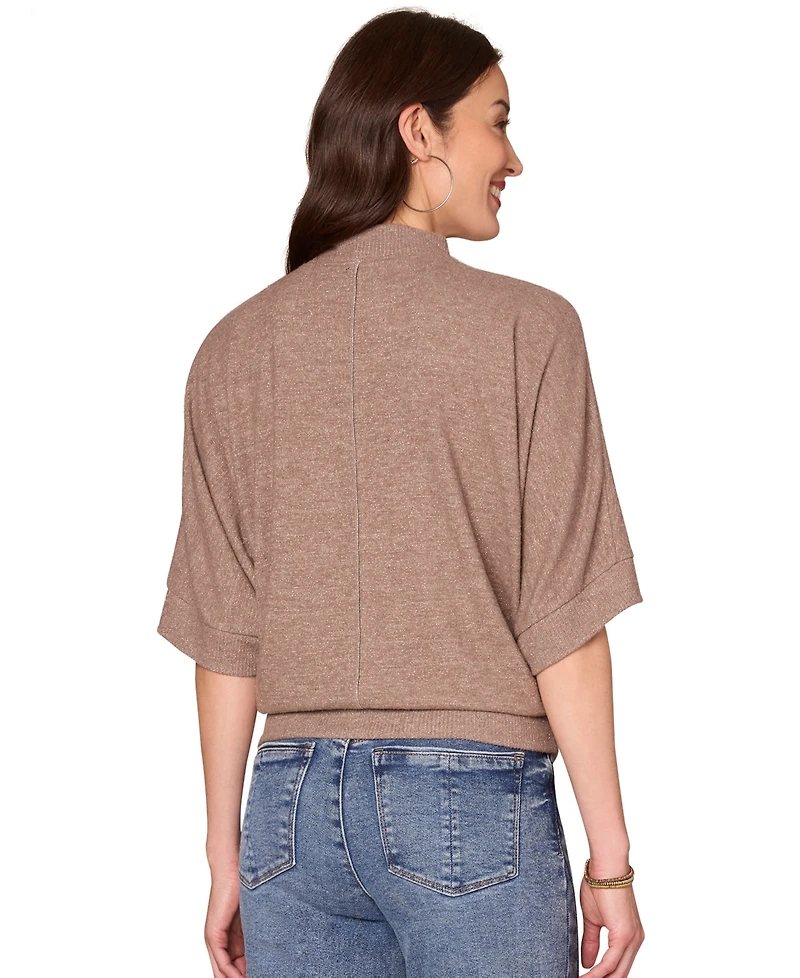 Democracy Women's Dolman Sleeve Mock Neck Top