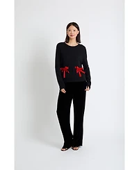Chinti & Parker Women's Wool-Cashmere Velvet Bow Sweater
