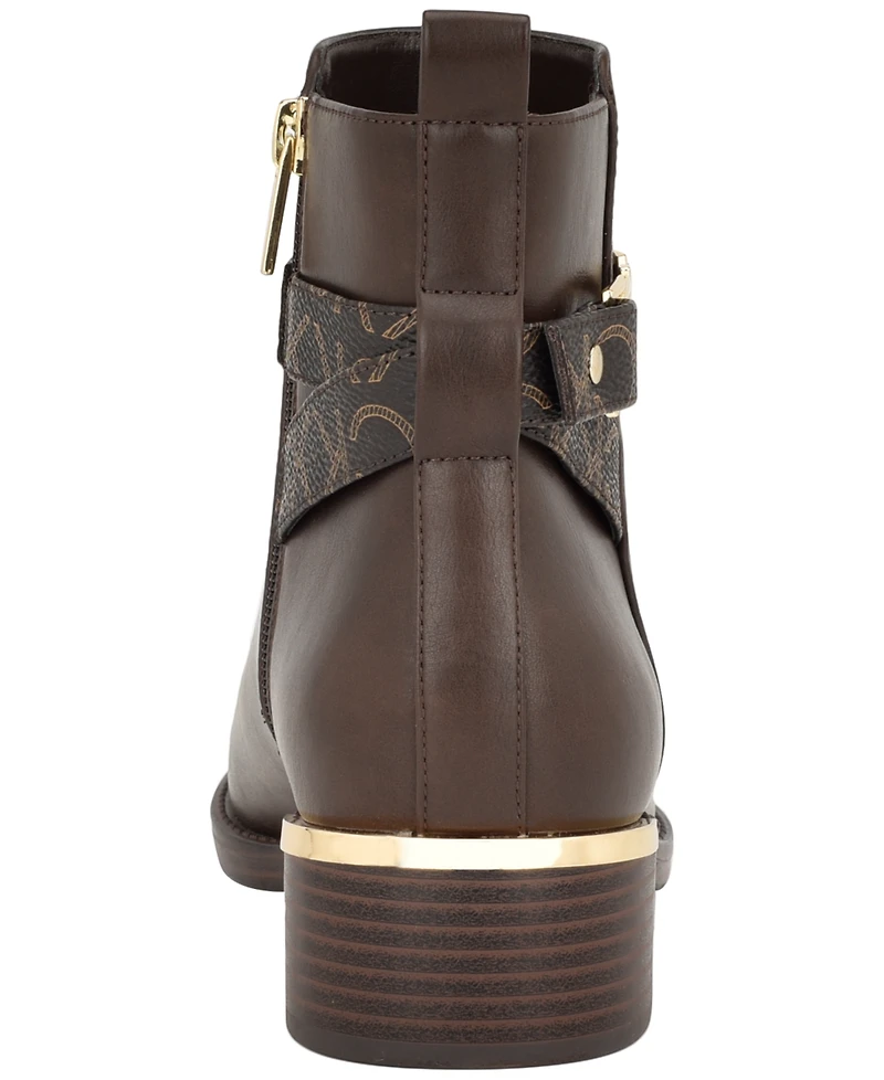 Calvin Klein Women's Dhara Logo Strap Block Heel Booties