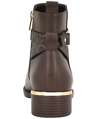 Calvin Klein Women's Dhara Logo Strap Block Heel Booties