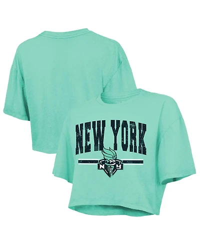 Majestic Women's Mint New York Liberty Chalk Stripe Boxy Crop Top