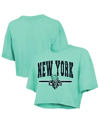 Majestic Women's Mint New York Liberty Chalk Stripe Boxy Crop Top