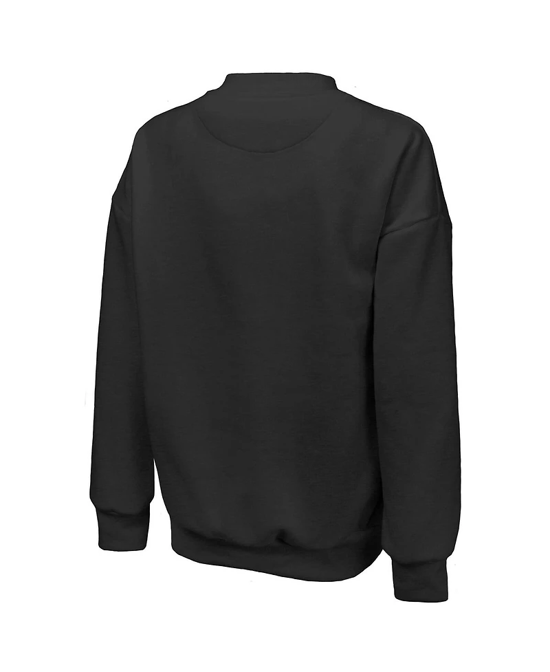 Majestic Women's Black Golden State Valkyries Primary Logo Drop Shoulder Tri-Blend Pullover Sweatshirt