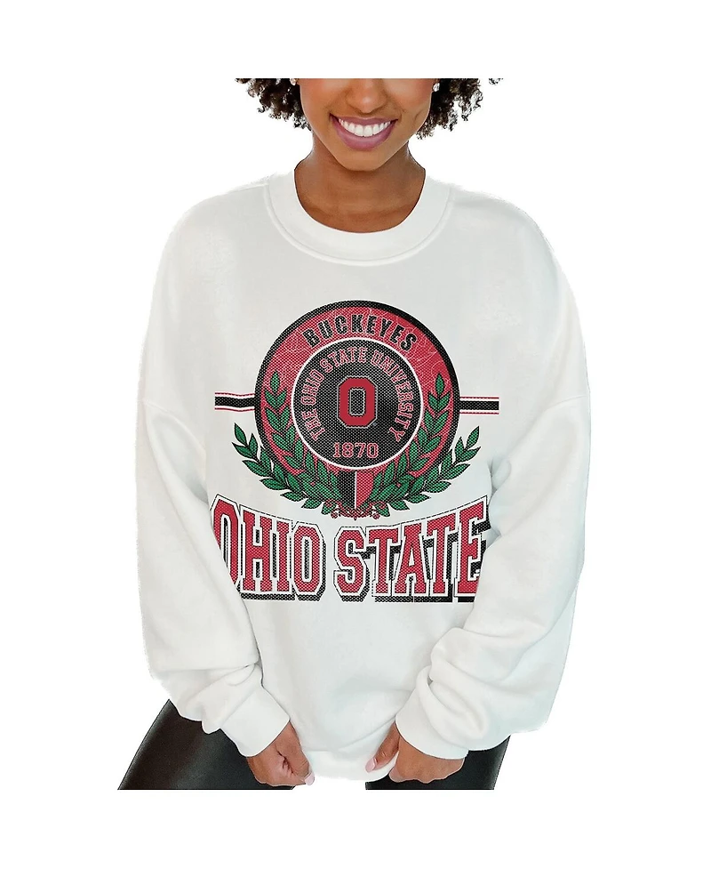 Gameday Couture Women's White Ohio State Buckeyes Hot Shot Fleece Pullover Sweatshirt