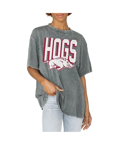 Gameday Couture Women's Gray Arkansas Razorbacks Solid Defense Oversized T-Shirt