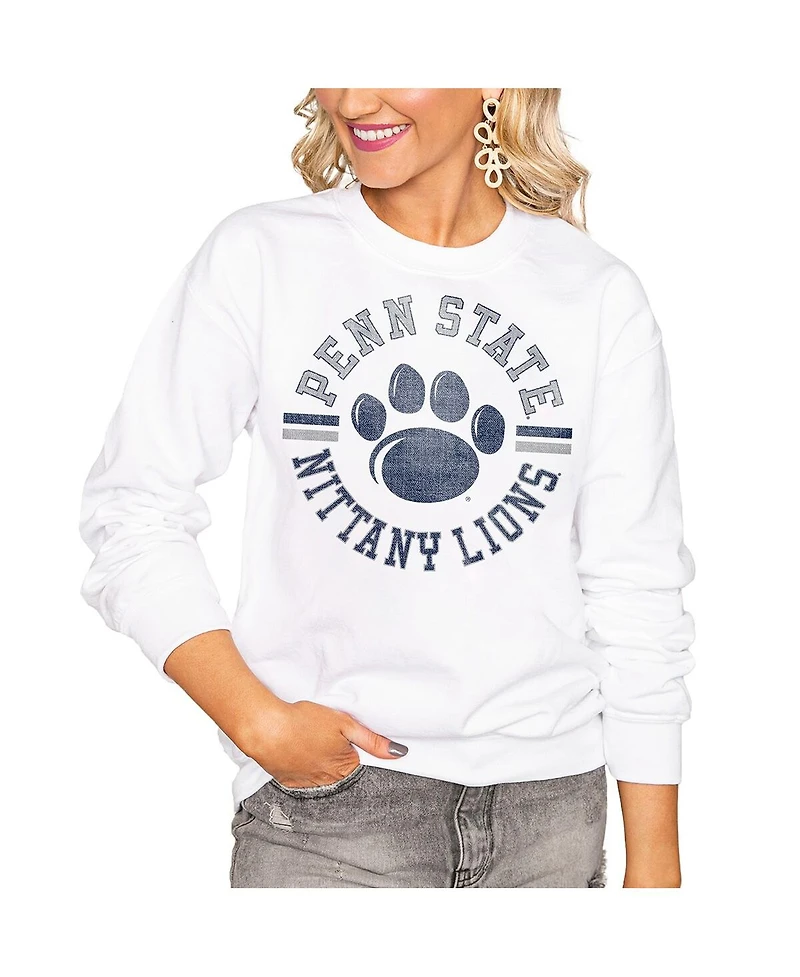 Gameday Couture Women's White Penn State Nittany Lions Oversized Vintage Days Perfect Crew Sweatshirt