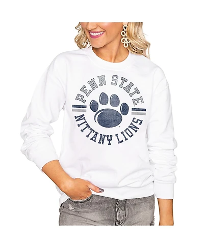 Gameday Couture Women's White Penn State Nittany Lions Oversized Vintage Days Perfect Crew Sweatshirt