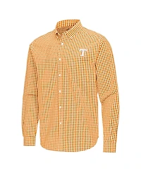 Antigua Men's Tennessee Orange Volunteers Ellis Woven Tri-Blend Long Sleeve Button-Down Shirt
