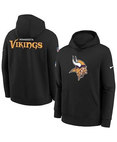 Nike Big Boys and Girls Black Minnesota Vikings Sideline Club Fleece Hoodie