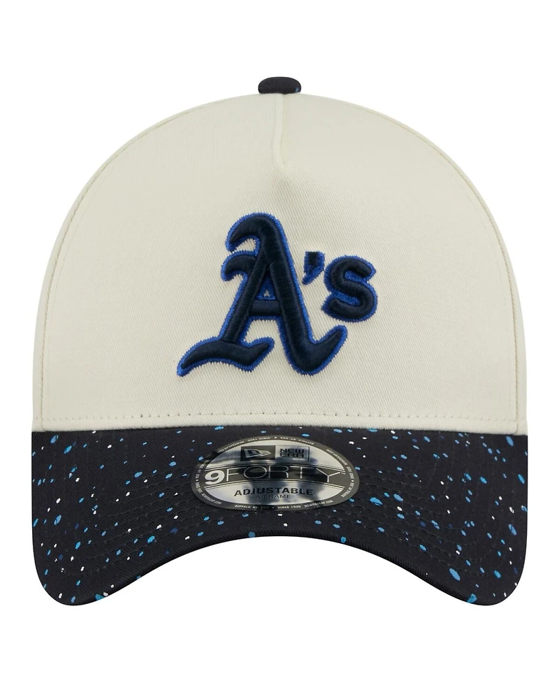 New Era Men's Cream Athletics Speckle A-Frame 9FORTY Adjustable Hat