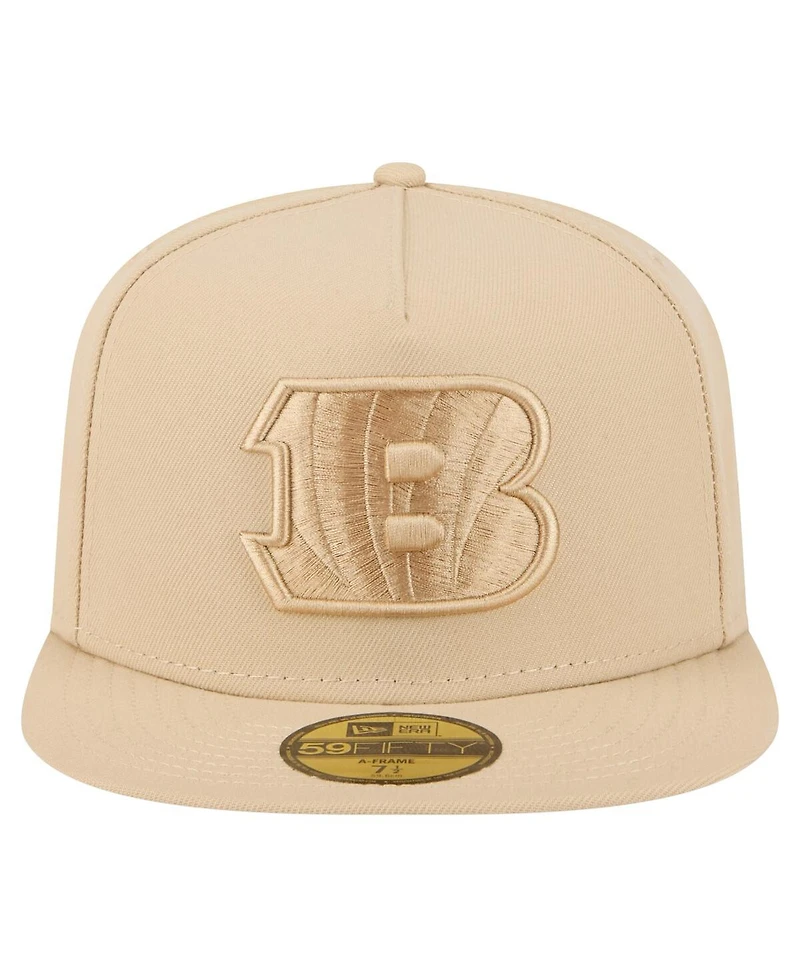 New Era Men's Light Beige Cincinnati Bengals Color Pack A-Frame 59FIFTY Fitted Hat