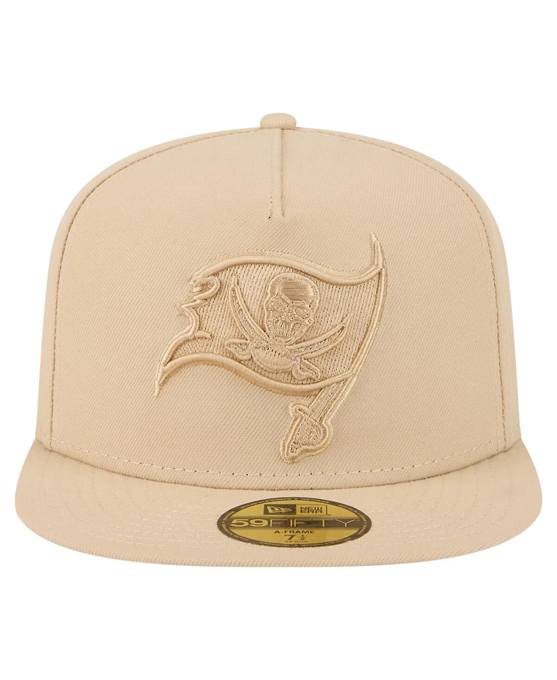 New Era Men's Light Beige Tampa Bay Buccaneers Color Pack A-Frame 59FIFTY Fitted Hat