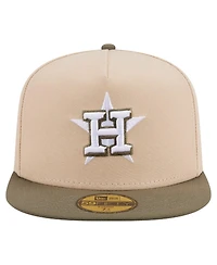 New Era Men's Light Beige/Olive Houston Astros Two-Tone Color Pack A-Frame 59FIFTY Fitted Hat