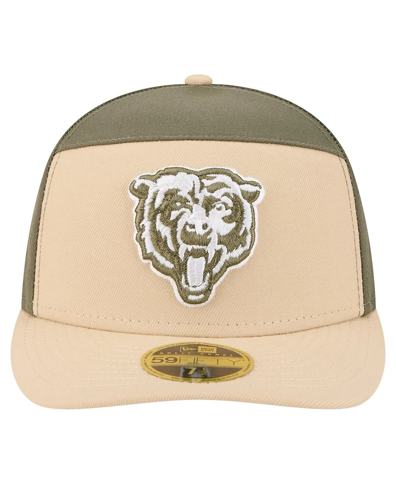 New Era Men's Light Beige/Olive Chicago Bears Two-Tone Color Pack Split Panel 59FIFTY Fitted Hat