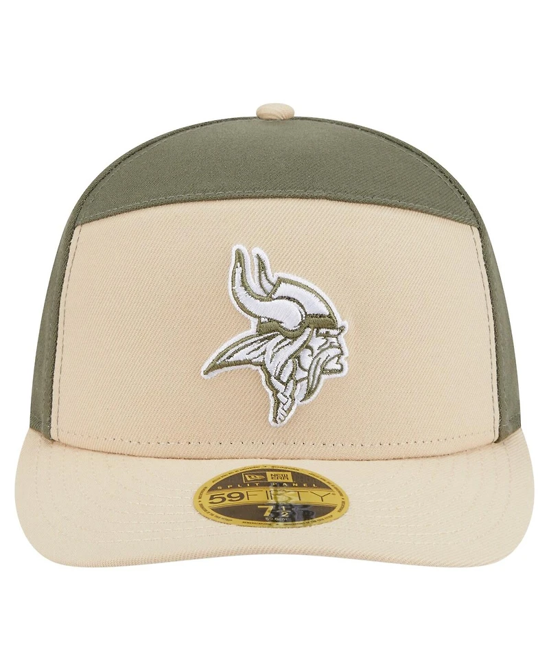 New Era Men's Light Beige/Olive Minnesota Vikings Two-Tone Color Pack Split Panel 59FIFTY Fitted Hat