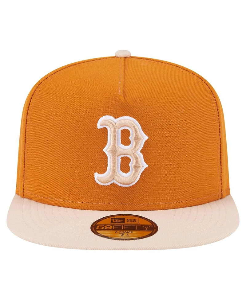 New Era Men's Orange/Light Beige Boston Red Sox Two-Tone Color Pack A-Frame 59FIFTY Fitted Hat