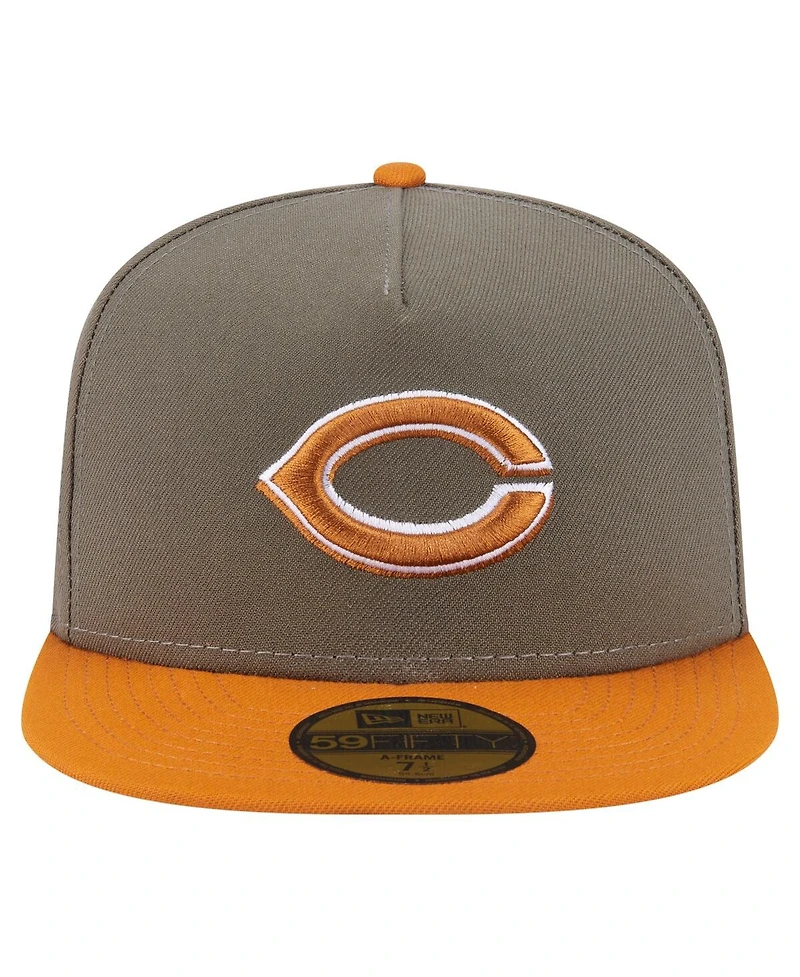 New Era Men's Olive/Orange Cincinnati Reds Two-Tone Color Pack A-Frame 59FIFTY Fitted Hat