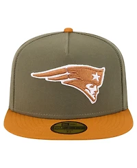 New Era Men's Olive/Brown England Patriots Color Pack A-Frame 59FIFTY Fitted Hat