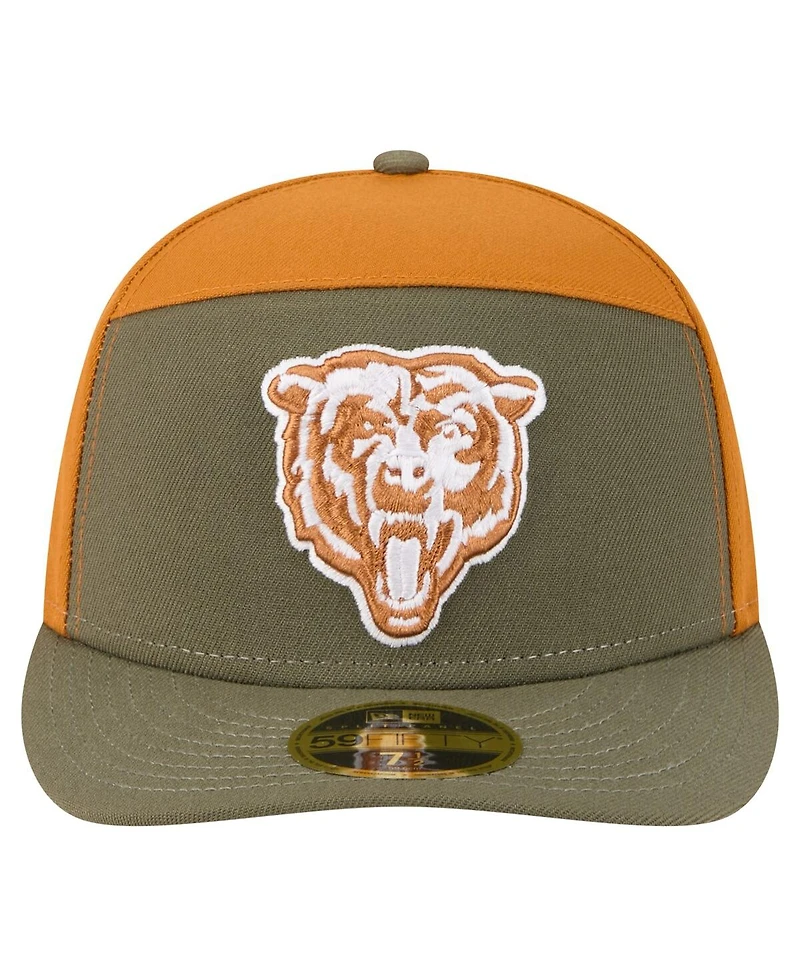 New Era Men's Olive/Brown Chicago Bears Two-Tone Color Pack Split Panel 59FIFTY Fitted Hat