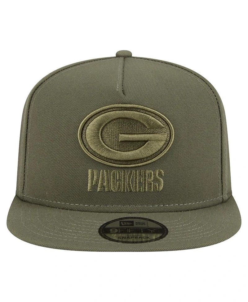 New Era Men's Olive Green Bay Packers Color Pack A-Frame 9FIFTY Snapback Hat