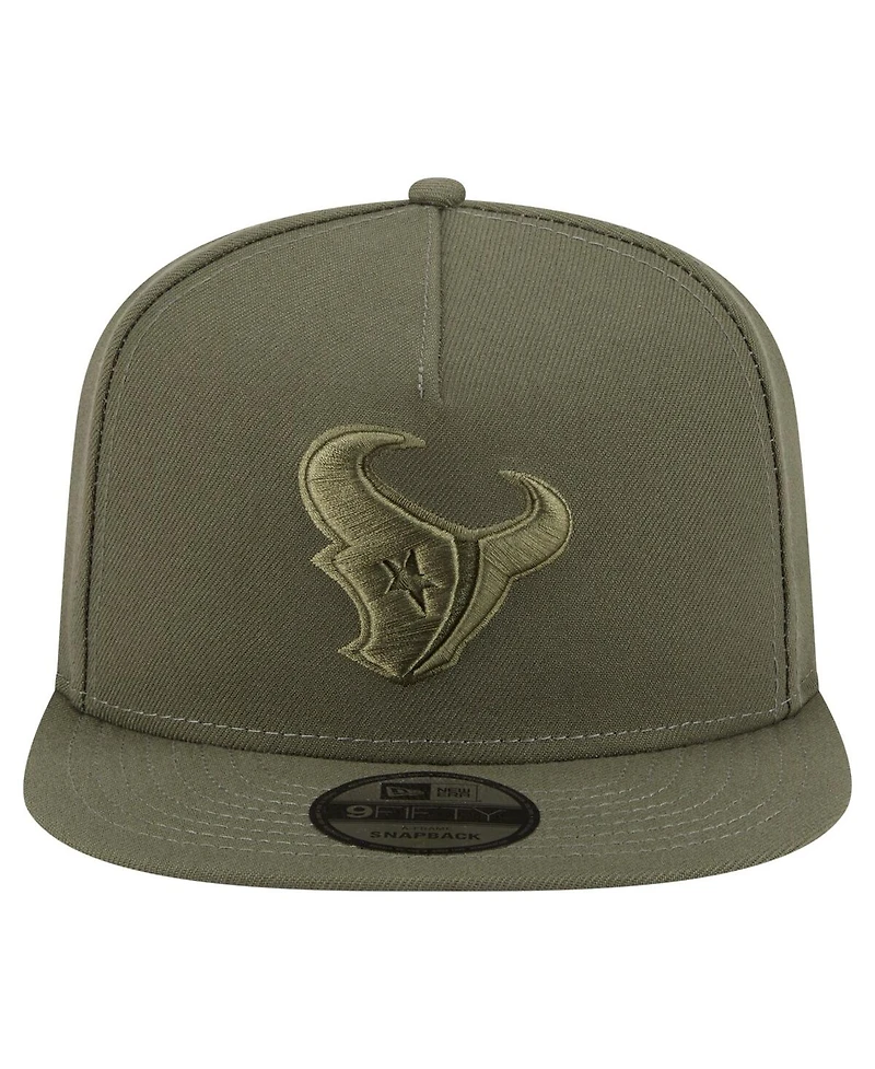 New Era Men's Olive Houston Texans Color Pack A-Frame 9FIFTY Snapback Hat