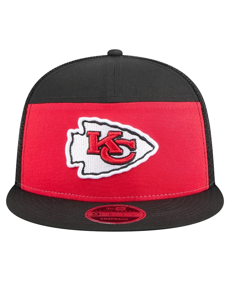 New Era Men's Red/Black Kansas City Chiefs Outdoor Split Panel 9FIFTY Snapback Hat