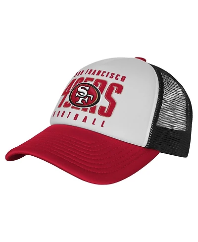 Outerstuff Big Boys and Girls White/Scarlet San Francisco 49ers Essentials Trucker Adjustable Hat