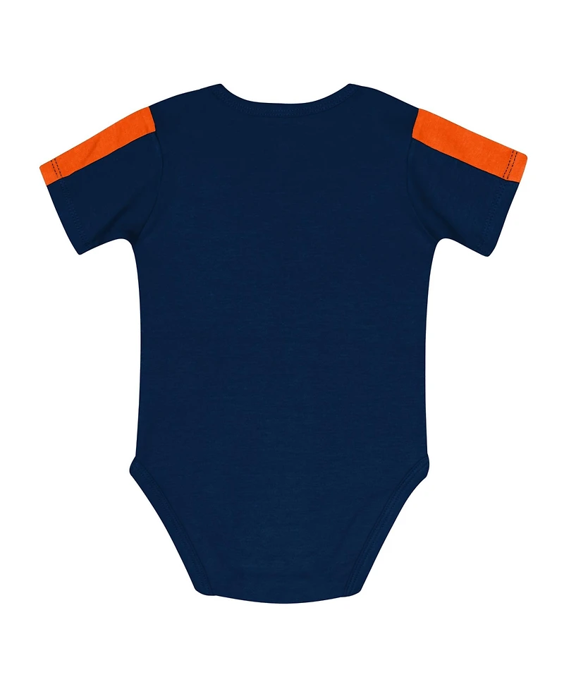 Outerstuff Baby Boys and Girls 3-Piece Orange/Navy Denver Broncos Double Down Creeper Pants Set