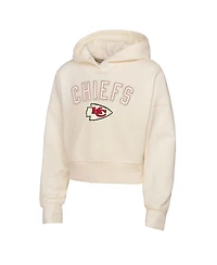 Outerstuff Big Girls Cream Kansas City Chiefs Oversized Cropped Blitz Hoodie