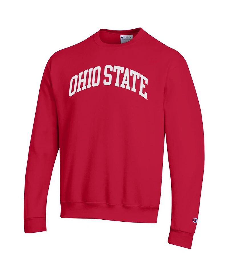 Champion Men's Scarlet Ohio State Buckeyes Basic Arch Fleece Pullover Sweatshirt