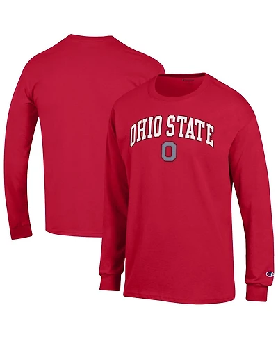 Champion Men's Scarlet Ohio State Buckeyes Arch Over Logo Long Sleeve T-Shirt